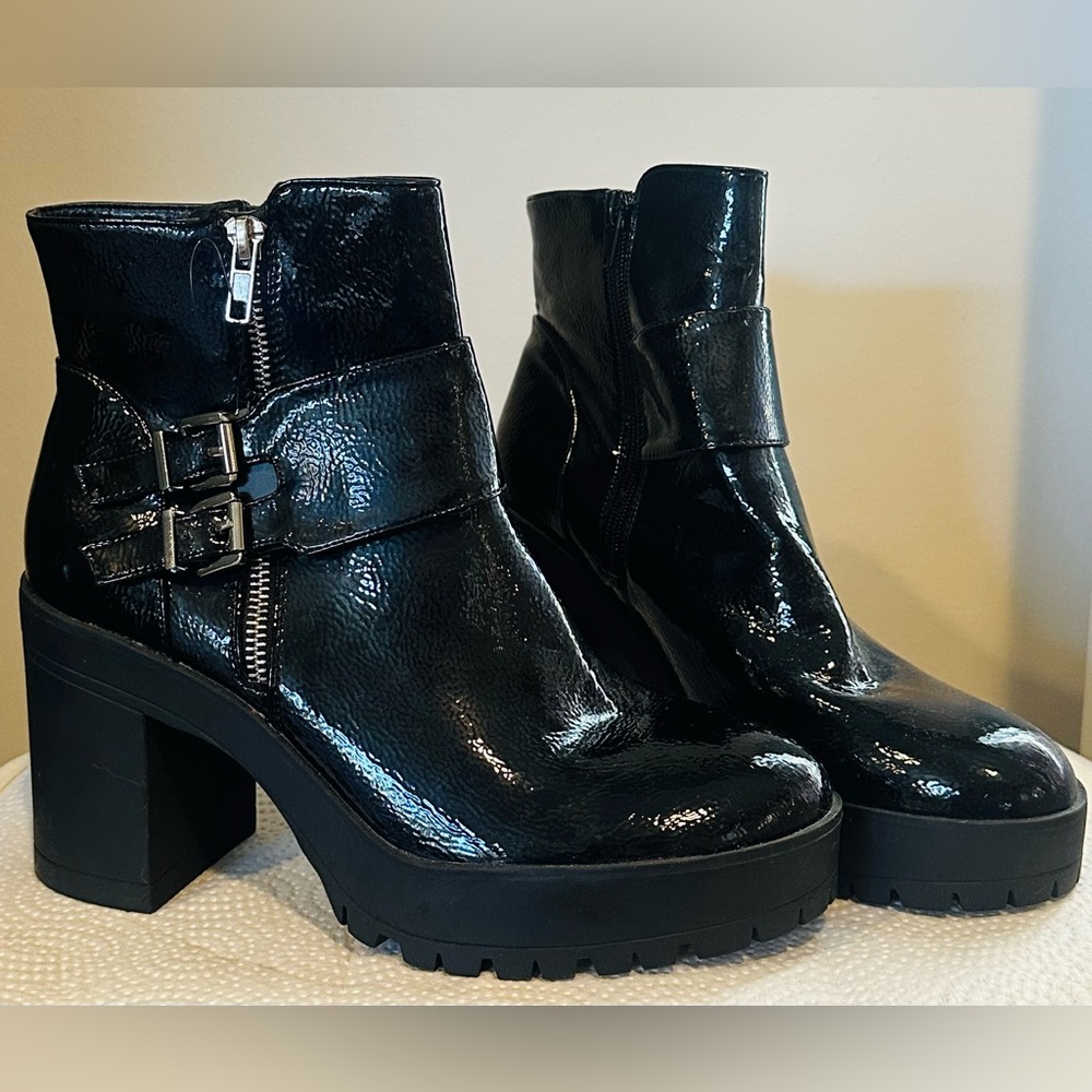 Black Ankle Boots with Buckle Detail